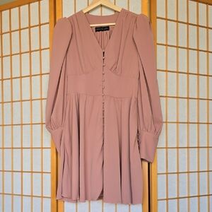 Azazie Dusty Pink Long     Sleeve Occasion Dress - Women's Size M